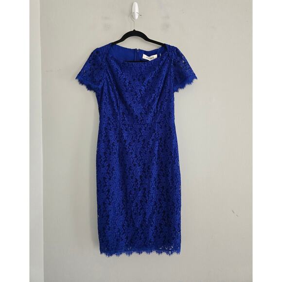 Diane Von Furstenberg Blue Lace Dress 6 NWT - Picture 3 of 5